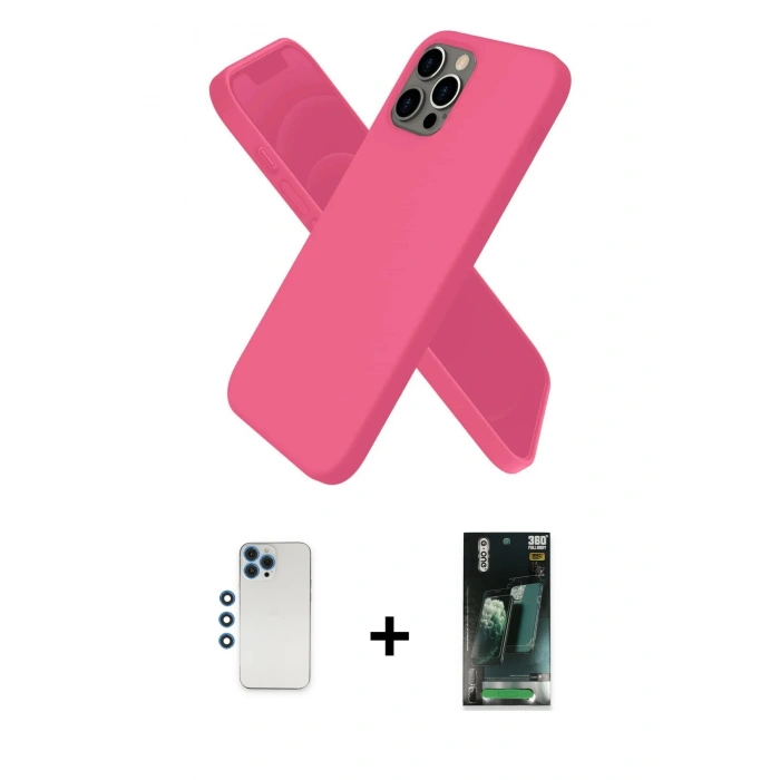 MARSİLYAN™- iPhone 12 Pro Kılıf Kozmos Yansıma Özel Seri - Siyah 360 Mat Full Body Arka Koruyucu + Shine Kamera Lens - MI