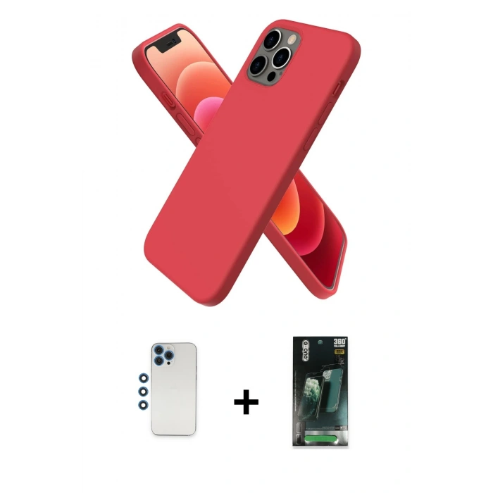 MARSİLYAN™- iPhone 12 Pro Kılıf Kozmos Yansıma Özel Seri - Siyah 360 Mat Full Body Arka Koruyucu + Shine Kamera Lens - MI
