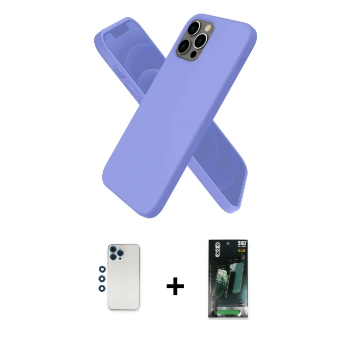 MARSİLYAN™- iPhone 12 Pro Kılıf Kozmos Yansıma Özel Seri - Siyah 360 Mat Full Body Arka Koruyucu + Shine Kamera Lens - MI