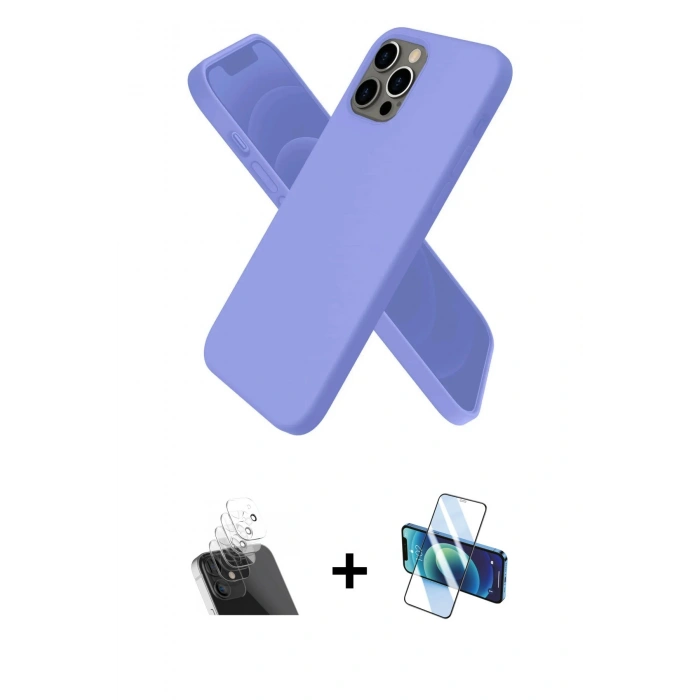 MARSİLYAN™- iPhone 12 Pro Kılıf Kozmos Yansıma Özel Seri - Siyah 3D Antistatik Cam Ekran Koruyucu + Kamera Lens Koruma Cam - SF