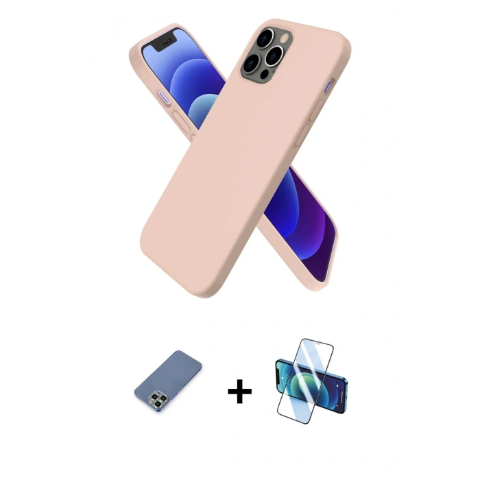 MARSİLYAN™- iPhone 12 Pro Kılıf Kozmos Yansıma Özel Seri - Siyah 3D Antistatik Cam Ekran Koruyucu + Metal Kamera Lens Koruma Cam - AKYL