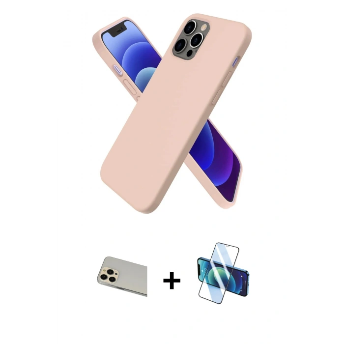 MARSİLYAN™- iPhone 12 Pro Kılıf Kozmos Yansıma Özel Seri - Siyah 3D Antistatik Cam Ekran Koruyucu + Rainbow Kamera Lens Koruma Cam - GD