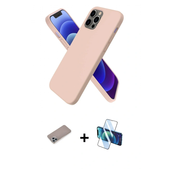 MARSİLYAN™- iPhone 12 Pro Kılıf Kozmos Yansıma Özel Seri - Siyah 3D Antistatik Cam Ekran Koruyucu + Shine Kamera Lens Koruma Cam - SABE