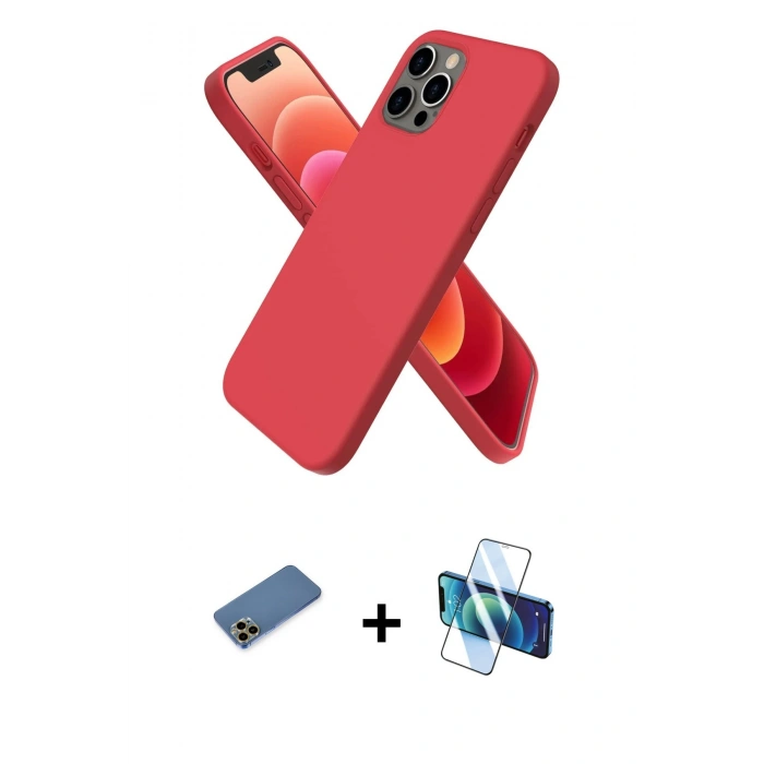 MARSİLYAN™- iPhone 12 Pro Kılıf Kozmos Yansıma Özel Seri - Siyah 3D Antistatik Cam Ekran Koruyucu + Shine Kamera Lens Koruma Cam - GD