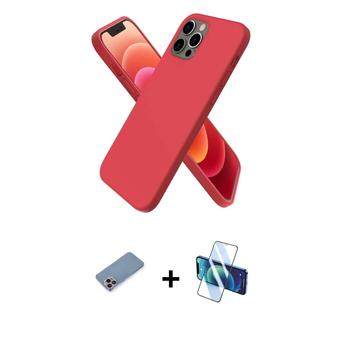 MARSİLYAN™- iPhone 12 Pro Kılıf Kozmos Yansıma Özel Seri - Siyah 3D Antistatik Cam Ekran Koruyucu + Shine Kamera Lens Koruma Cam - PE
