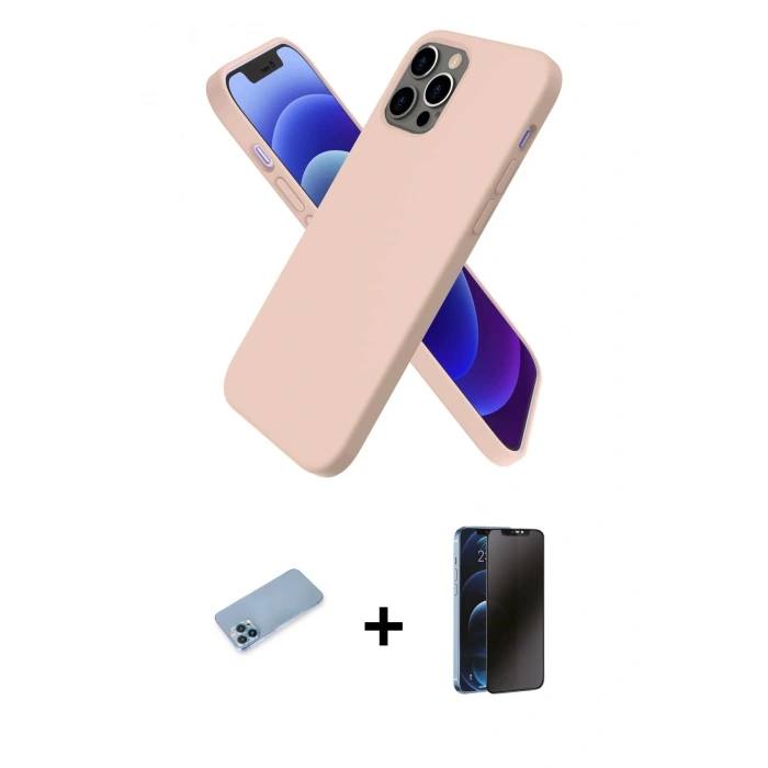 MARSİLYAN™- iPhone 12 Pro Kılıf Kozmos Yansıma Özel Seri - Siyah 3D Antistatik Hayalet Cam Ekran Koruyucu + Shine Kamera Lens Koruma Cam - MI