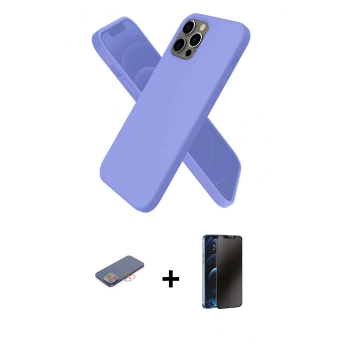 MARSİLYAN™- iPhone 12 Pro Kılıf Kozmos Yansıma Özel Seri - Siyah 3D Antistatik Hayalet Cam Ekran Koruyucu + Renkli Kamera Lens Koruma Cam - PE
