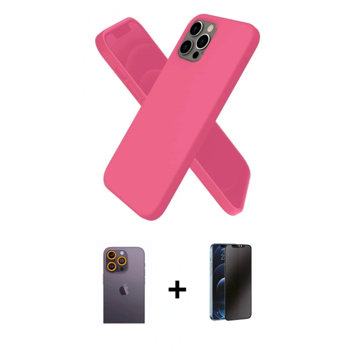 MARSİLYAN™- iPhone 12 Pro Kılıf Kozmos Yansıma Özel Seri - Siyah 3D Antistatik Hayalet Cam Ekran Koruyucu + Neon Fosforlu Kamera Lens - SI