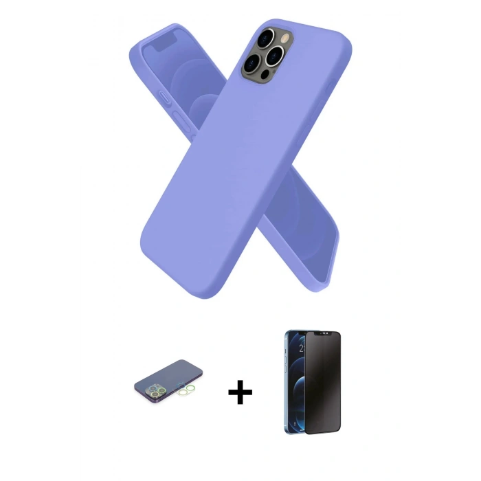 MARSİLYAN™- iPhone 12 Pro Kılıf Kozmos Yansıma Özel Seri - Siyah 3D Antistatik Hayalet Cam Ekran Koruyucu + Renkli Kamera Lens Koruma Cam - YL