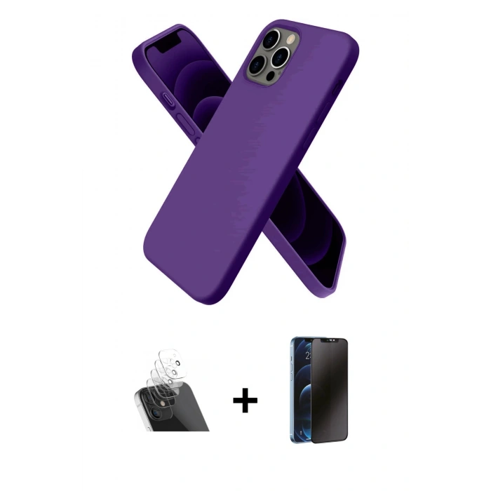 MARSİLYAN™- iPhone 12 Pro Kılıf Kozmos Yansıma Özel Seri - Siyah 3D Antistatik Hayalet Cam Ekran Koruyucu + Kamera Lens Koruma Cam - SF