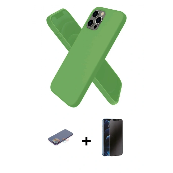MARSİLYAN™- iPhone 12 Pro Kılıf Kozmos Yansıma Özel Seri - Siyah 3D Antistatik Hayalet Cam Ekran Koruyucu + Renkli Kamera Lens Koruma Cam - PE