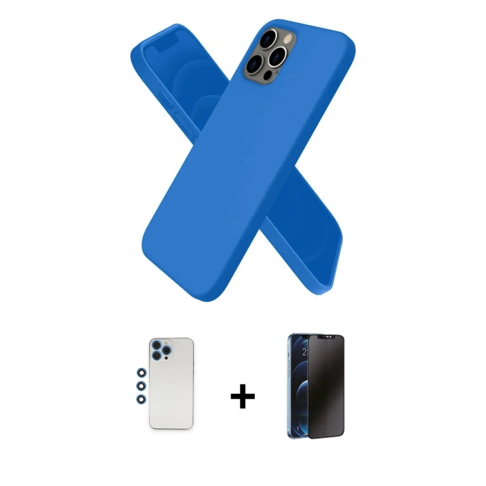MARSİLYAN™- iPhone 12 Pro Kılıf Kozmos Yansıma Özel Seri - Siyah 3D Antistatik Hayalet Cam Ekran Koruyucu + Shine Kamera Lens - MI