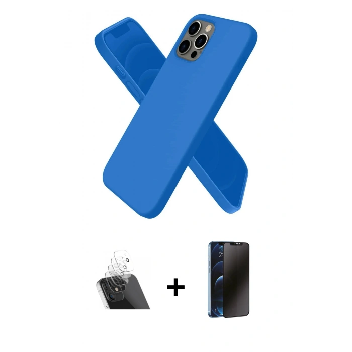 MARSİLYAN™- iPhone 12 Pro Kılıf Kozmos Yansıma Özel Seri - Siyah 3D Antistatik Hayalet Cam Ekran Koruyucu + Kamera Lens Koruma Cam - SF