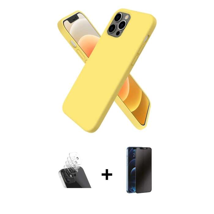 MARSİLYAN™- iPhone 12 Pro Kılıf Kozmos Yansıma Özel Seri - Siyah 3D Antistatik Hayalet Cam Ekran Koruyucu + Kamera Lens Koruma Cam - SF