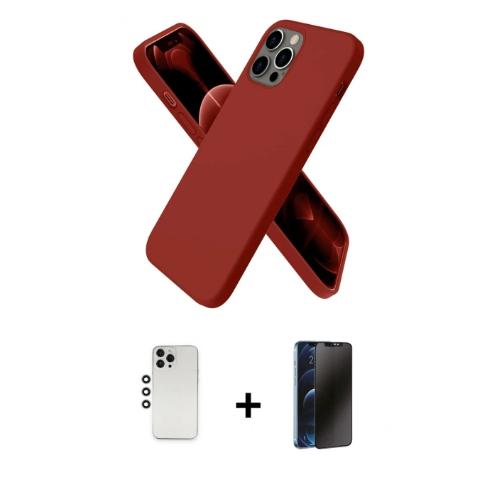 MARSİLYAN™- iPhone 12 Pro Kılıf Kozmos Yansıma Özel Seri - Siyah 3D Antistatik Hayalet Cam Ekran Koruyucu + Gümüş Shine Kamera Lens
