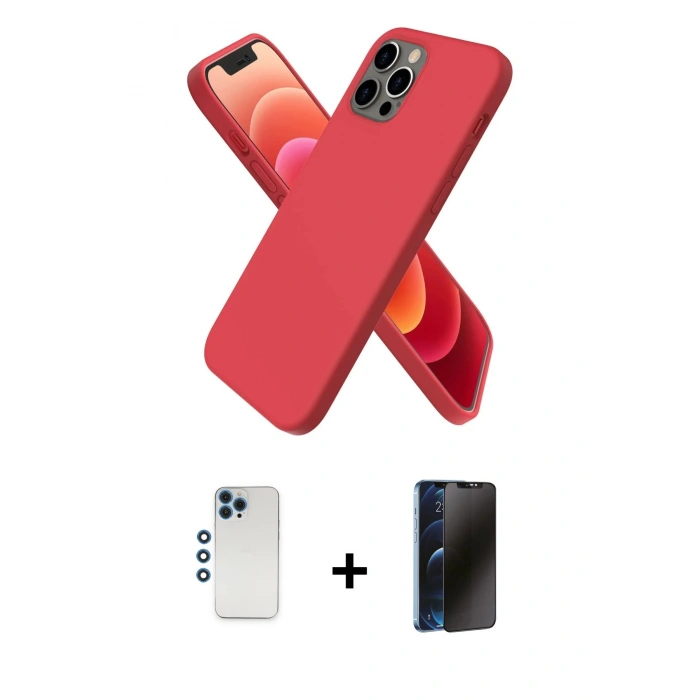 MARSİLYAN™- iPhone 12 Pro Kılıf Kozmos Yansıma Özel Seri - Siyah 3D Antistatik Hayalet Cam Ekran Koruyucu + Shine Kamera Lens - MI