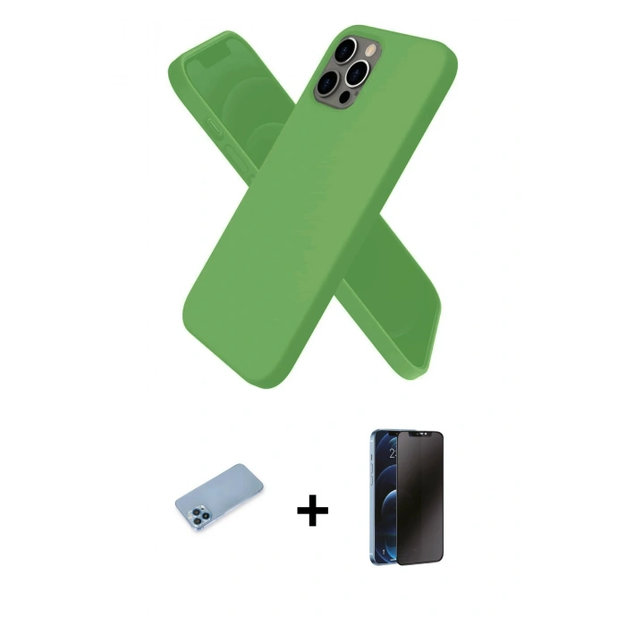 MARSİLYAN™- iPhone 12 Pro Kılıf Kozmos Yansıma Özel Seri - Siyah 3D Antistatik Hayalet Cam Ekran Koruyucu + Shine Kamera Lens Koruma Cam - MI
