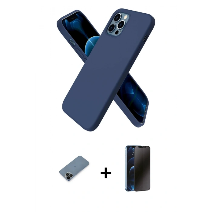MARSİLYAN™- iPhone 12 Pro Kılıf Kozmos Yansıma Özel Seri - Siyah 3D Antistatik Hayalet Cam Ekran Koruyucu + Shine Kamera Lens Koruma Cam - SH
