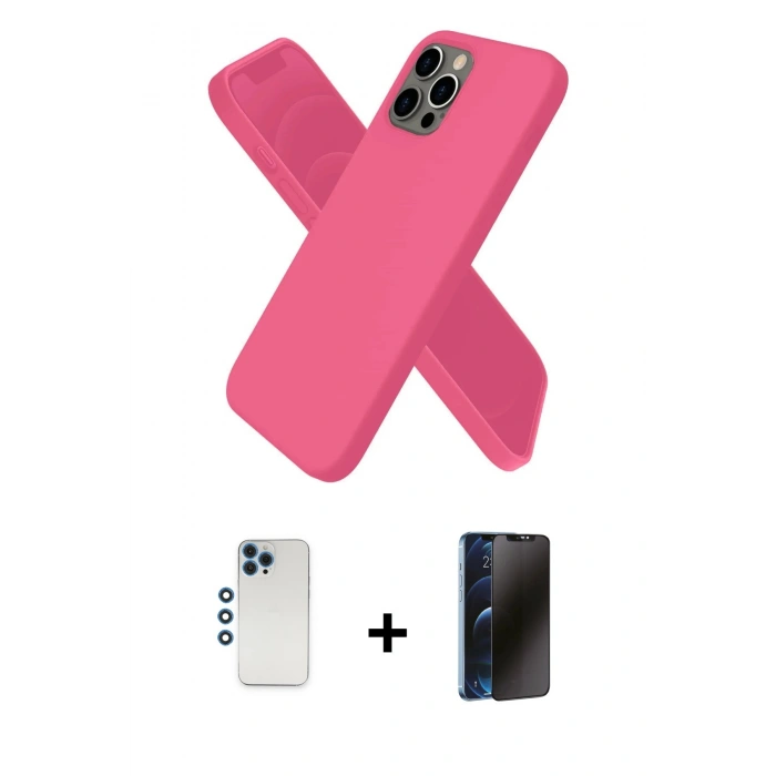 MARSİLYAN™- iPhone 12 Pro Kılıf Kozmos Yansıma Özel Seri - Siyah 3D Antistatik Hayalet Cam Ekran Koruyucu + Shine Kamera Lens - MI