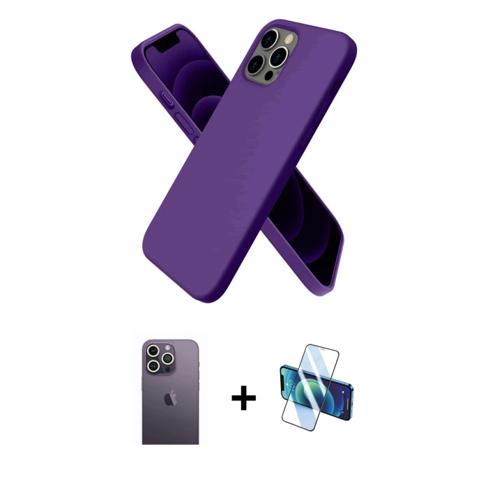 MARSİLYAN™- iPhone 12 Pro Kılıf Kozmos Yansıma Özel Seri - Siyah 3D Antistatik Seramik Nano Ekran Koruyucu + Neon Fosforlu Kamera Lens - BZ