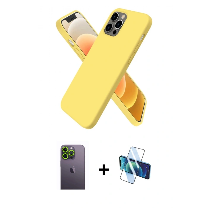 MARSİLYAN™- iPhone 12 Pro Kılıf Kozmos Yansıma Özel Seri - Siyah 3D Antistatik Seramik Nano Ekran Koruyucu + Neon Fosforlu Kamera Lens - YL