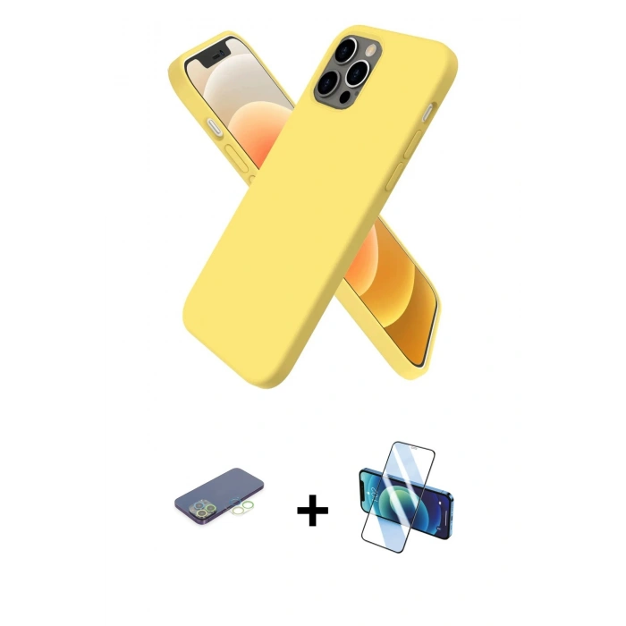 MARSİLYAN™- iPhone 12 Pro Kılıf Kozmos Yansıma Özel Seri - Siyah 3D Antistatik Seramik Nano Ekran Koruyucu + Renkli Kamera Lens Koruma Cam - YL