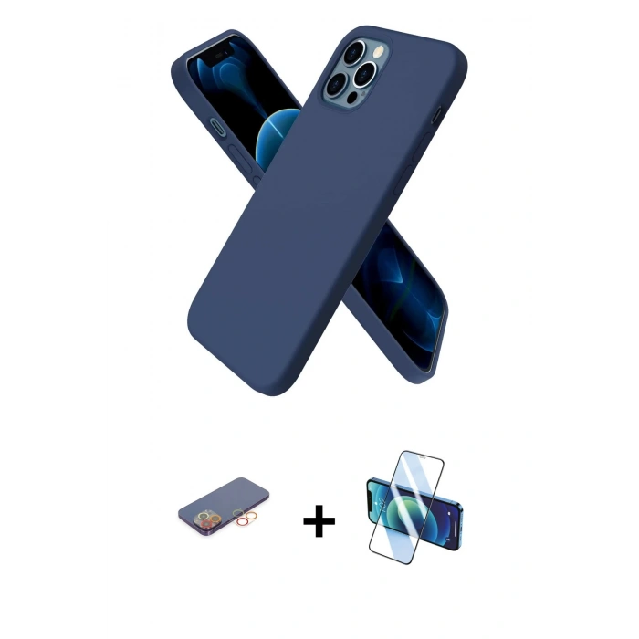MARSİLYAN™- iPhone 12 Pro Kılıf Kozmos Yansıma Özel Seri - Siyah 3D Antistatik Seramik Nano Ekran Koruyucu + Renkli Kamera Lens Koruma Cam - TU