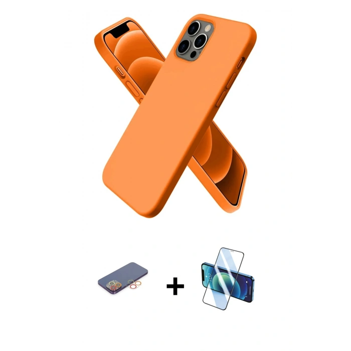 MARSİLYAN™- iPhone 12 Pro Kılıf Kozmos Yansıma Özel Seri - Siyah 3D Antistatik Seramik Nano Ekran Koruyucu + Renkli Kamera Lens Koruma Cam - TU