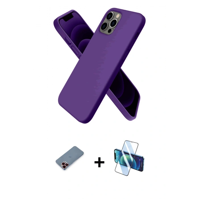 MARSİLYAN™- iPhone 12 Pro Kılıf Kozmos Yansıma Özel Seri - Siyah 3D Antistatik Seramik Nano Ekran Koruyucu + Metal Kamera Lens Koruma Cam - KI
