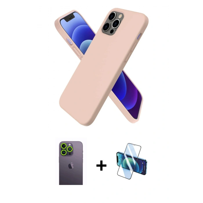 MARSİLYAN™- iPhone 12 Pro Kılıf Kozmos Yansıma Özel Seri - Siyah 3D Antistatik Seramik Nano Ekran Koruyucu + Neon Fosforlu Kamera Lens - YL