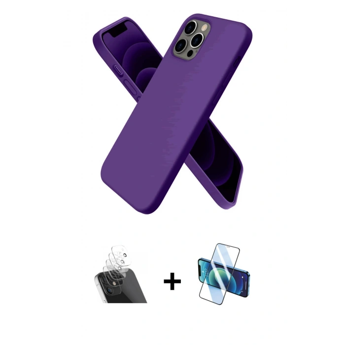 MARSİLYAN™- iPhone 12 Pro Kılıf Kozmos Yansıma Özel Seri - Siyah 3D Antistatik Seramik Nano Ekran Koruyucu + Kamera Lens Koruma Cam - SF