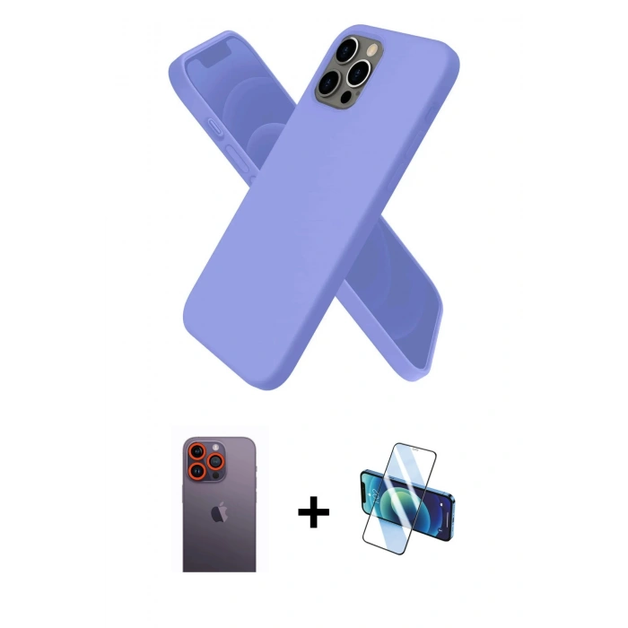 MARSİLYAN™- iPhone 12 Pro Kılıf Kozmos Yansıma Özel Seri - Siyah 3D Antistatik Seramik Nano Ekran Koruyucu + Neon Fosforlu Kamera Lens - TU