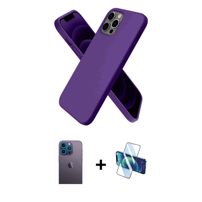MARSİLYAN™- iPhone 12 Pro Kılıf Kozmos Yansıma Özel Seri - Siyah 3D Antistatik Seramik Nano Ekran Koruyucu + Mavi Neon Fosforlu Kamera Lens