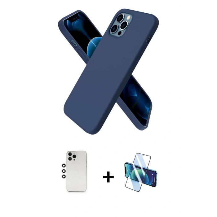 MARSİLYAN™- iPhone 12 Pro Kılıf Kozmos Yansıma Özel Seri - Siyah 3D Antistatik Seramik Nano Ekran Koruyucu + Shine Kamera Lens - GS