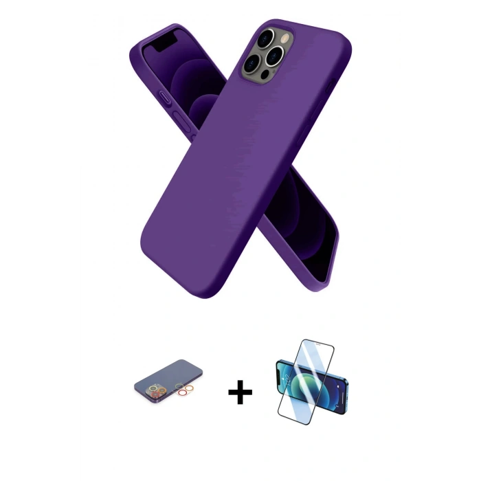 MARSİLYAN™- iPhone 12 Pro Kılıf Kozmos Yansıma Özel Seri - Siyah 3D Antistatik Seramik Nano Ekran Koruyucu + Renkli Kamera Lens Koruma Cam - TU
