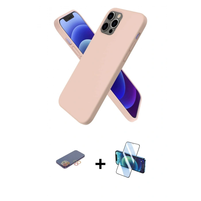 MARSİLYAN™- iPhone 12 Pro Kılıf Kozmos Yansıma Özel Seri - Siyah 3D Antistatik Seramik Nano Ekran Koruyucu + Renkli Kamera Lens Koruma Cam - TU