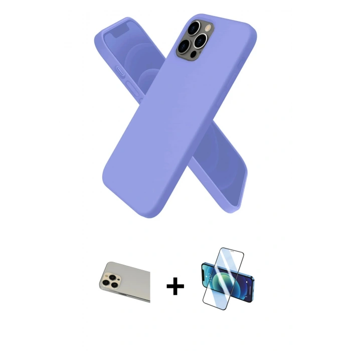 MARSİLYAN™- iPhone 12 Pro Kılıf Kozmos Yansıma Özel Seri - Siyah 3D Antistatik Seramik Nano Ekran Koruyucu + Gold Rainbow Kamera Lens Koruma Cam