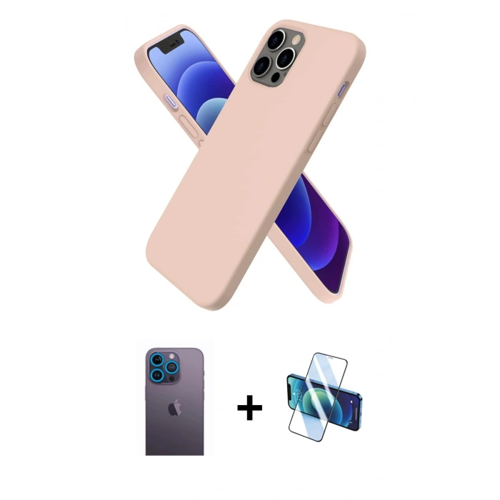 MARSİLYAN™- iPhone 12 Pro Kılıf Kozmos Yansıma Özel Seri - Siyah 3D Antistatik Seramik Nano Ekran Koruyucu + Mavi Neon Fosforlu Kamera Lens