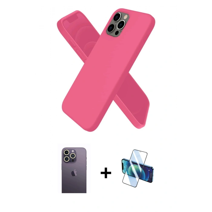 MARSİLYAN™- iPhone 12 Pro Kılıf Kozmos Yansıma Özel Seri - Siyah 3D Antistatik Seramik Nano Ekran Koruyucu + Neon Fosforlu Kamera Lens - BZ