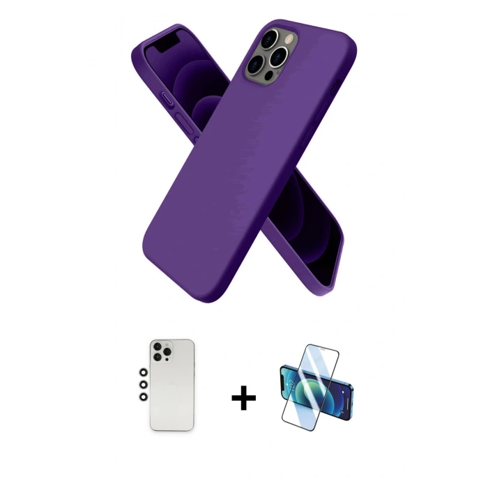 MARSİLYAN™- iPhone 12 Pro Kılıf Kozmos Yansıma Özel Seri - Siyah 3D Antistatik Seramik Nano Ekran Koruyucu + Shine Kamera Lens - GS