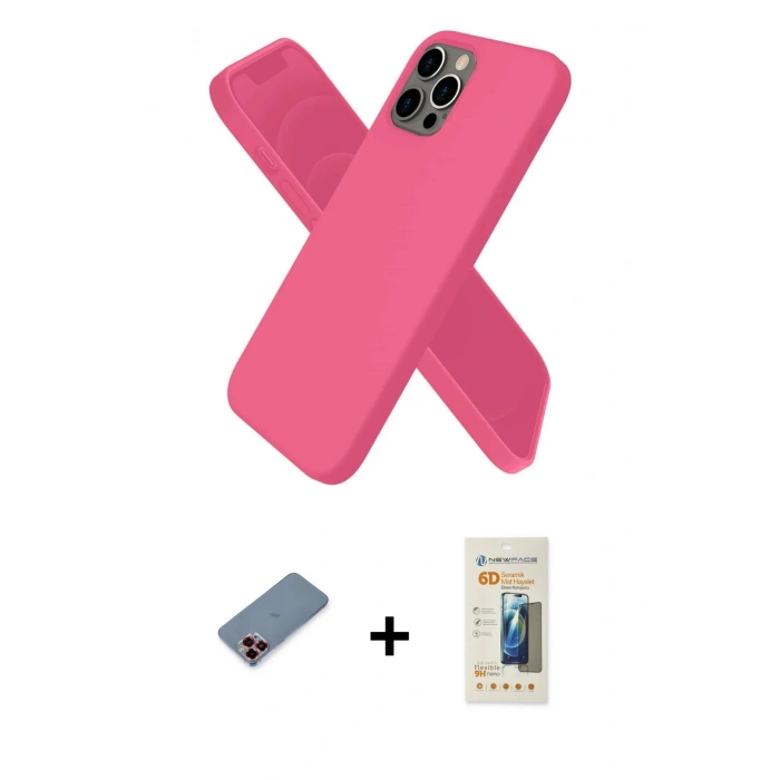 MARSİLYAN™- iPhone 12 Pro Kılıf Kozmos Yansıma Özel Seri - Siyah 6D Mat Seramik Hayalet Nano Ekran Koruyucu + Metal Kamera Lens Koruma Cam - KI
