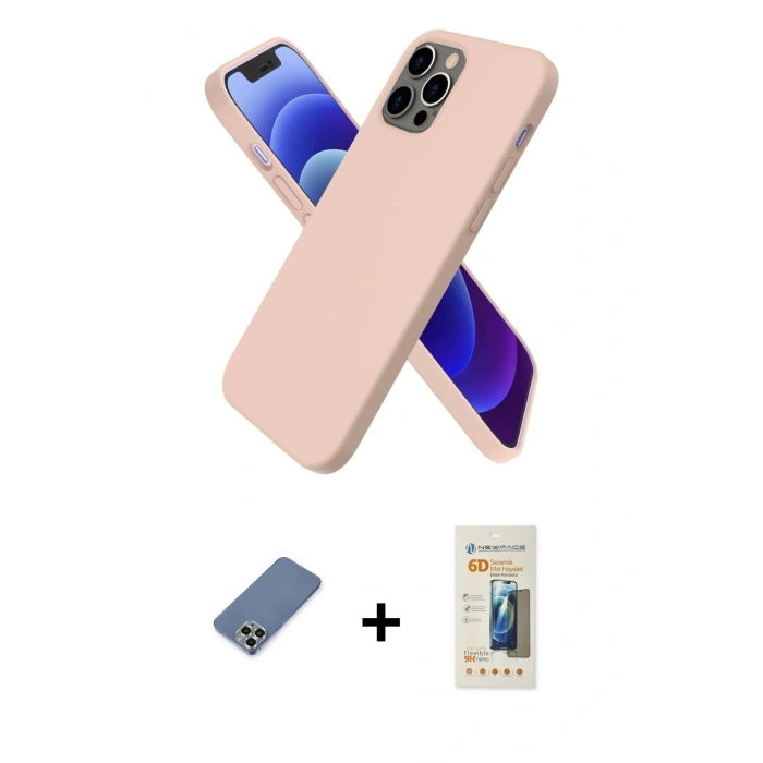MARSİLYAN™- iPhone 12 Pro Kılıf Kozmos Yansıma Özel Seri - Siyah 6D Mat Seramik Hayalet Nano Ekran Koruyucu + Metal Kamera Lens Koruma Cam - AKYL
