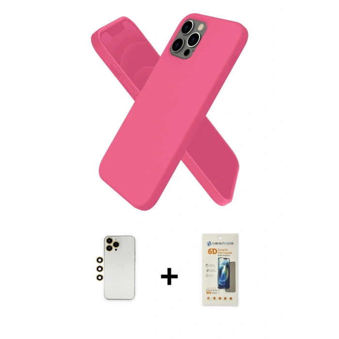 MARSİLYAN™- iPhone 12 Pro Kılıf Kozmos Yansıma Özel Seri - Siyah 6D Mat Seramik Hayalet Nano Ekran Koruyucu + Shine Kamera Lens - GD