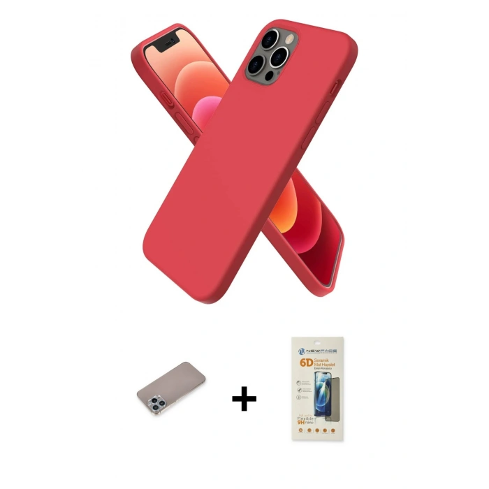 MARSİLYAN™- iPhone 12 Pro Kılıf Kozmos Yansıma Özel Seri - Siyah 6D Mat Seramik Hayalet Nano Ekran Koruyucu + Sierra Blue Shine Kamera Lens Koruma Cam