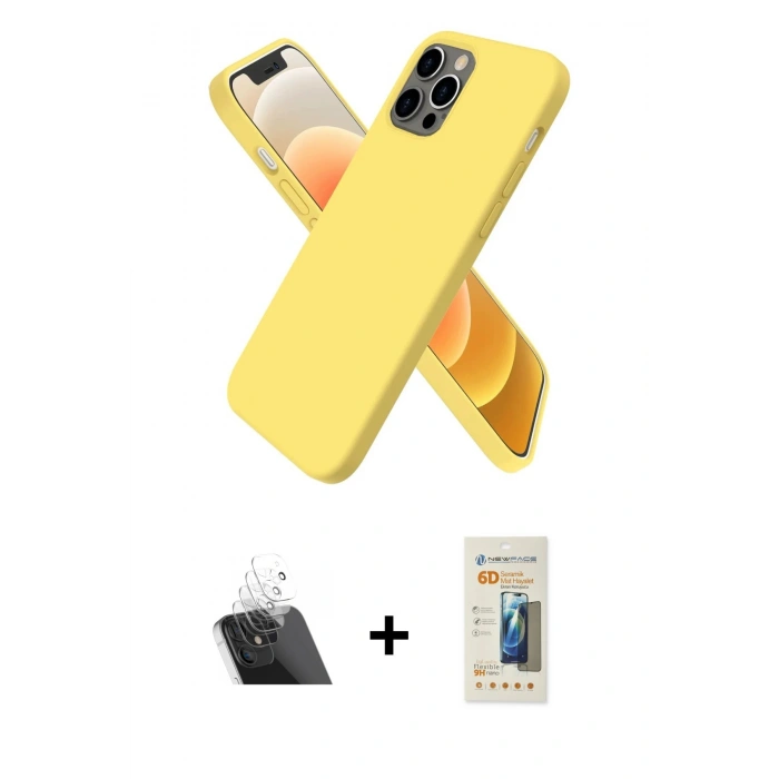 MARSİLYAN™- iPhone 12 Pro Kılıf Kozmos Yansıma Özel Seri - Siyah 6D Mat Seramik Hayalet Nano Ekran Koruyucu + Kamera Lens Koruma Cam - SF