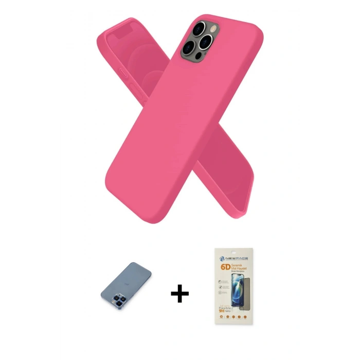 MARSİLYAN™- iPhone 12 Pro Kılıf Kozmos Yansıma Özel Seri - Siyah 6D Mat Seramik Hayalet Nano Ekran Koruyucu + Metal Kamera Lens Koruma Cam - MI