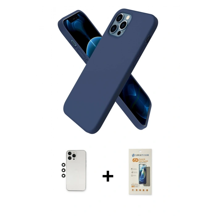 MARSİLYAN™- iPhone 12 Pro Kılıf Kozmos Yansıma Özel Seri - Siyah 6D Mat Seramik Hayalet Nano Ekran Koruyucu + Shine Kamera Lens - GS