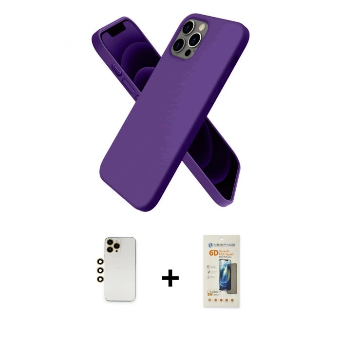 MARSİLYAN™- iPhone 12 Pro Kılıf Kozmos Yansıma Özel Seri - Siyah 6D Mat Seramik Hayalet Nano Ekran Koruyucu + Shine Kamera Lens - GD