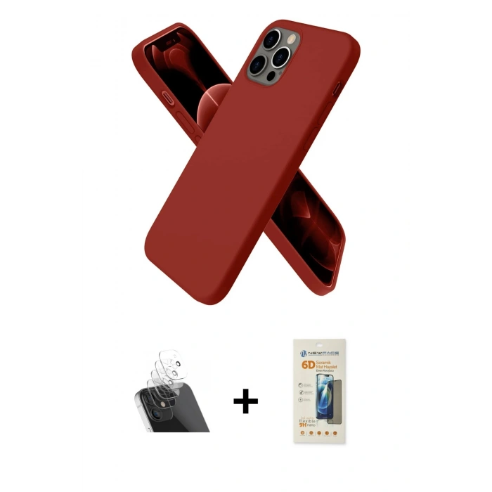MARSİLYAN™- iPhone 12 Pro Kılıf Kozmos Yansıma Özel Seri - Siyah 6D Mat Seramik Hayalet Nano Ekran Koruyucu + Kamera Lens Koruma Cam - SF