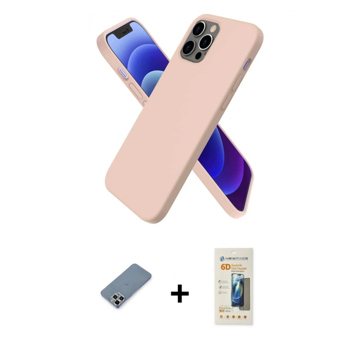 MARSİLYAN™- iPhone 12 Pro Kılıf Kozmos Yansıma Özel Seri - Siyah 6D Mat Seramik Hayalet Nano Ekran Koruyucu + Metal Kamera Lens Koruma Cam - GS
